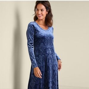 New Soft Surroundings Santiago Embossed Velvet Medieval Blue Dress XL